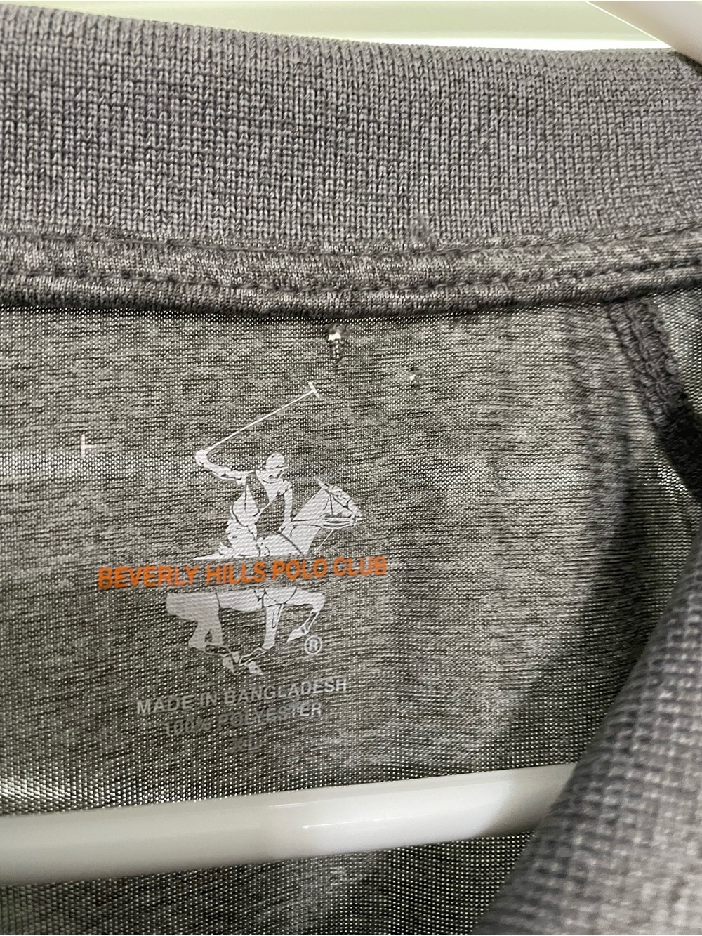 Beverly Hills Polo Club Men's Charcoal Heather Polo 31”Lx17”w - Picture 5 of 5